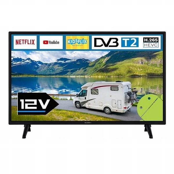 Telewizor SMART TV Android 24 cale HD WiFi DVB-T2 HEVC Netflix 230V i 12V zdjęcie 16