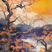 Plakat 100x100cm Złota Jesień nad Jeziorem