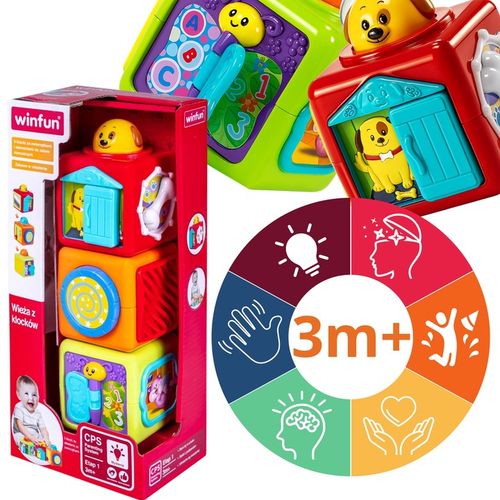 SMILY PLAY Wieża z klocków kolorowa kostka sensoryczna edukacyjna 3m+ na Arena.pl