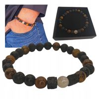 BRANSOLETKA MĘSKA TYGRYSIE OKO CYTRYN LAWA PREZENT BOGACTWO OCHRONA SIŁA