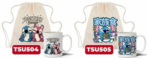 Zestaw Worek Beżowy + Kubek Biały LILO I STITCH Wz na Arena.pl