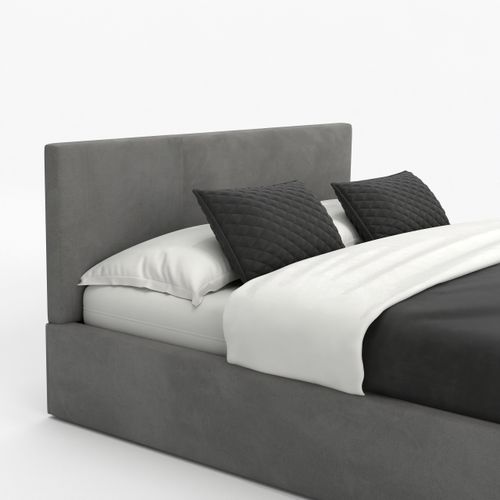 ŁÓŻKO TAPICEROWANE DO SYPIALNI 140x200 ŁÓŻKO PODWÓJNE Z POJEMNIKIEM SZARE na Arena.pl