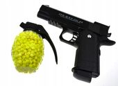 Metalowy Pistolet na Kulki Plastikowe + Granat