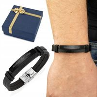 BRANSOLETKA MĘSKA SKÓRZANA + GRAWER PUDEŁKO