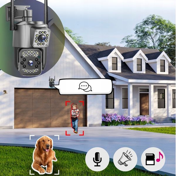 PODWÓJNA KAMERA WIFI IP ZEWNĘTRZNA OBROTOWA 2K ŚLEDZENIE 4MPX DOŚWIETLENIE zdjęcie 6