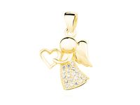 Pozłacany srebrny wisior wisiorek anioł aniołek angel cyrkonia białe cyrkonie srebro 925 Z1303CG