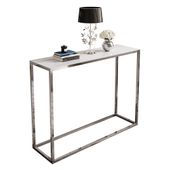 Konsola MODERNO srebrny chrom z blatem szklanym