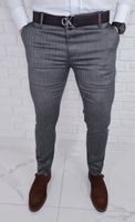 Eleganckie spodnie męskie w jodełke ciemnoszare 77 - 36