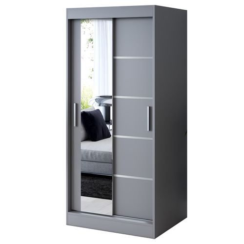 Szafa Przesuwna 90 cm RALF Antracyt / Artisan Garderoba Listwy 2 Wnętrza na Arena.pl