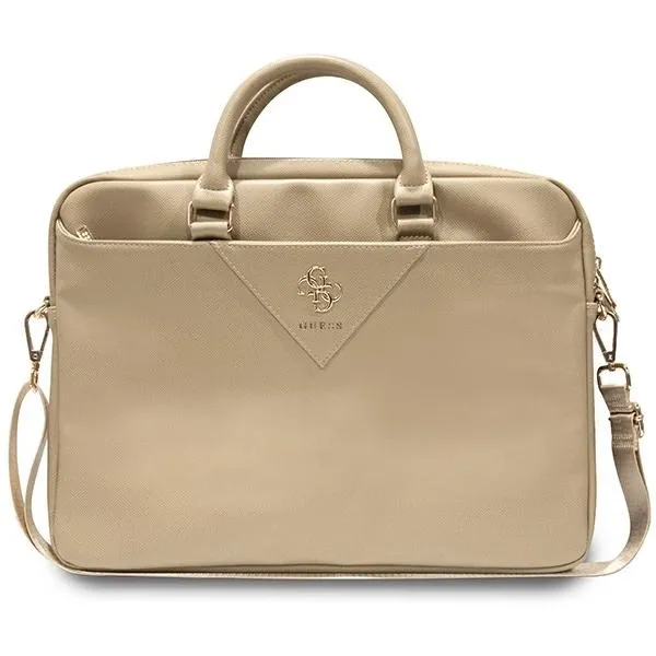 Torba Guess Triangle 4G na laptopa 16" - złota zdjęcie 1