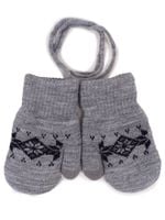 Rękawiczki chłopięce jeden palec ze sznurkiem wzór szare 10 cm YOCLUB