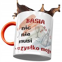 Kubek Pomarańczowy Dla Basi Koleżanki Żony Prezent Z Nadrukiem Ze Zdjęciem