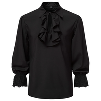 Koszula męska renesansowa piracka średniowieczna cosplay czarna retro S