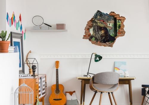 Naklejka Na Ścianę Dla Dzieci DINOZAUR Dżungla Mur 3D 80cm x 60cm na Arena.pl