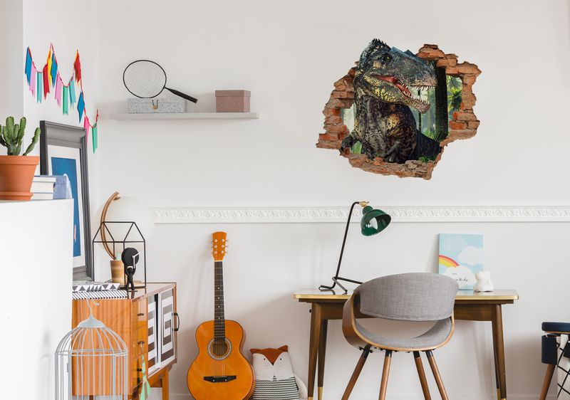Naklejka Na Ścianę Dla Dzieci DINOZAUR Dżungla Mur 3D 80cm x 60cm zdjęcie 4