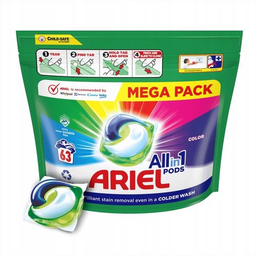Kapsułki do prania kolorów Ariel all in one Pods 63 szt. na Arena.pl
