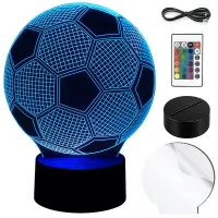 Lampka nocna lampa biurkowa piłka nożna 3d kolory pilot