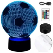 Lampka nocna lampa biurkowa piłka nożna 3d kolory pilot