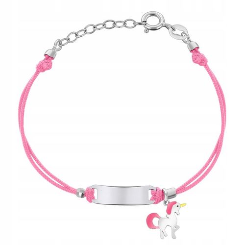 BRANSOLETKA Z BLASZKĄ 925 JEDNOROŻEC GRAWER NA SZNURECZKU DLA DZIEWCZYNKI na Arena.pl