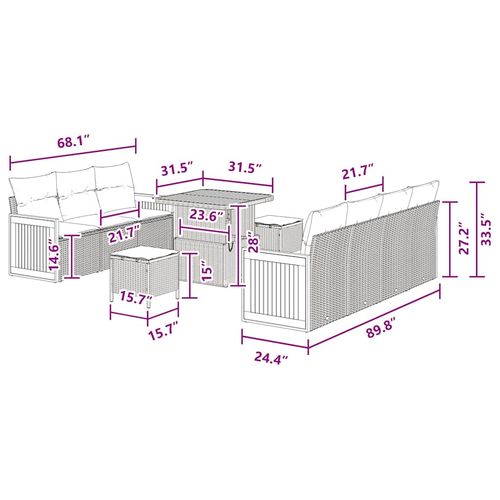 Zestaw Sof na Ogród z poduszką 10 pcs Czarny 80 x 80 x 71 cm na Arena.pl