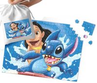 PUZZLE - LILO I STICH WZORY Z BAJEK I GIER DLA DZIECI 70el + WORECZEK