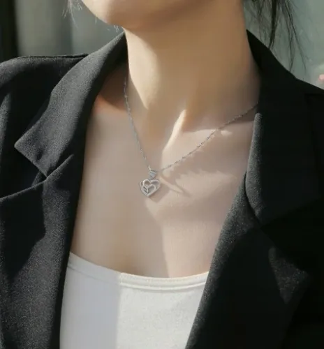 SREBRNY NASZYJNIK SERCE SREBRO 925 ŁAŃCUSZEK DAMSKI Z ZAWIESZKĄ GRAWER na Arena.pl