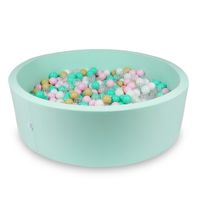 Suchy basen 130x40cm miętowy z piłeczkami 700szt (białe, jasnoróżowe, przezroczyste, beżowe, miętowe)