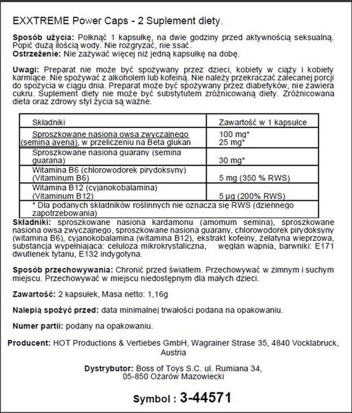Supl.diety-Exxtreme Power Caps 1X2 Stk. zdjęcie 2