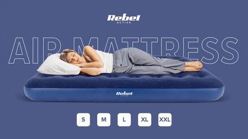 Materac dmuchany jednoosobowy do spania, 191 x 73 x 22 cm Rebel na Arena.pl
