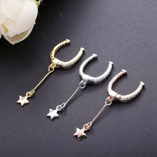 MD długa srebrna nausznica kolczyk łańcuszek S925 na Arena.pl