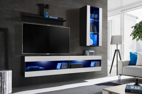 Regał do Salonu Przechowywania, Witryna Szklana Wisząca Czarny Biały na Arena.pl