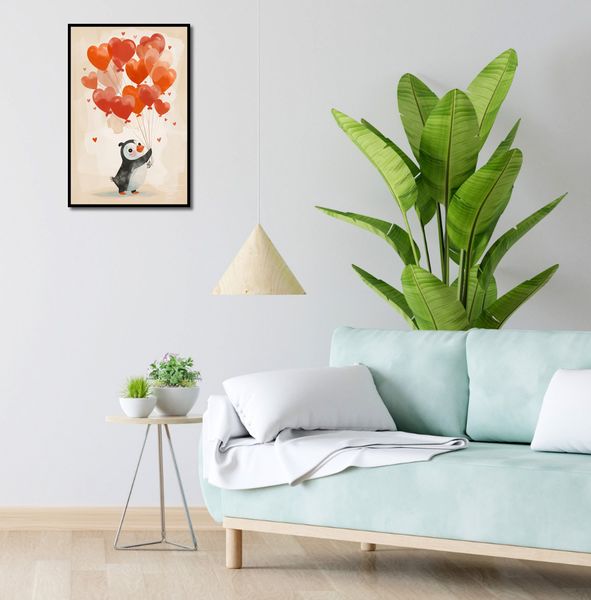 Plakat 40x60cm Pingwinek z Balonami zdjęcie 4