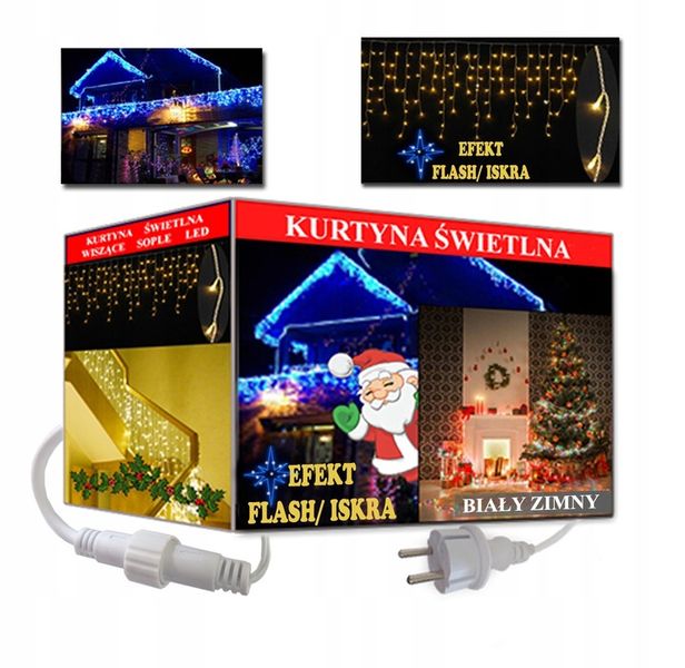 KURTYNA SOPLE 200 LED ZEWNĘTRZN BIAŁY ZIMNY FLASH zdjęcie 3