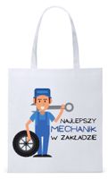 Dla Mechanika Prezent Torba Eco Biała Shopper Z Nadrukiem Ze Zdjęciem