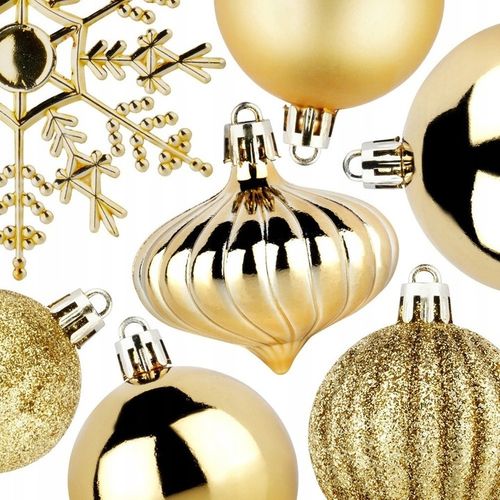 40x Bombki CHOINKOWE świąteczne nietłukące ZŁOTE zestaw bombek na choinkę na Arena.pl
