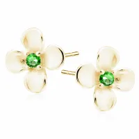 DELIKATNE POZŁACANE SREBRNE KOLCZYKI KWIATY KWIATKI FLOWER ZIELONE CYRKONIE