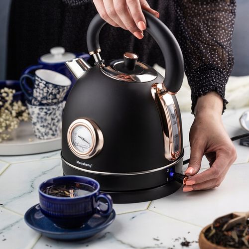 Czajnik elektryczny 1.8L z Termometrem RETRO Klausberg KB-7905 2200W Czarny na Arena.pl