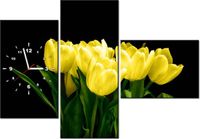 100CM 70CM ZEGAR 3 ELEM ŻÓŁTE TULIPANY- MARK FREETH ŚCIENNY OBRAZ