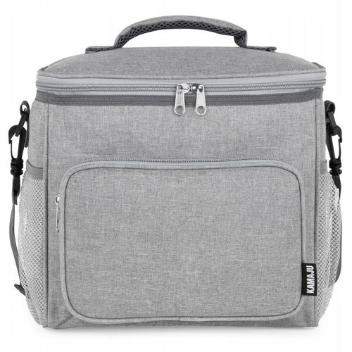 SOLIDNA TORBA TERMICZNA NA LUNCH PIKNIK 2 KOMORY + KIESZENIE PASEK SZARA na Arena.pl