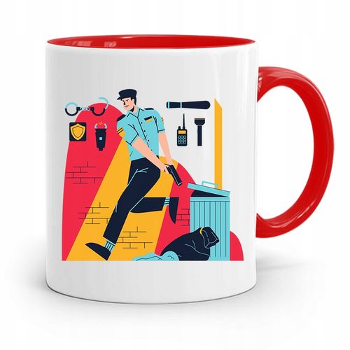 Kubek Czerwony Prezent Dla Policjanta Policjantki Z Nadrukiem Ze Zdjęciem na Arena.pl