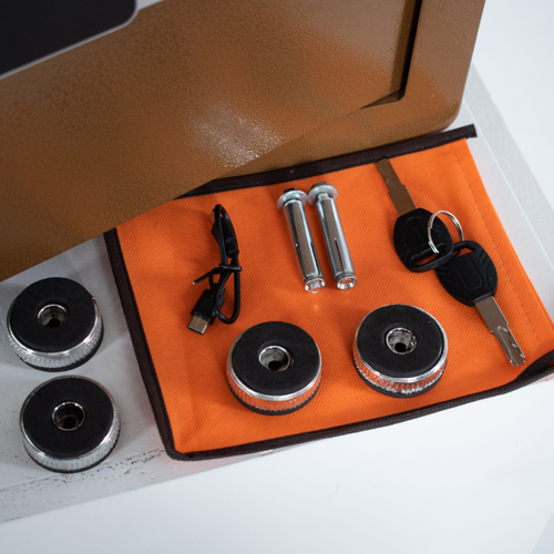 Pancerny Domowy Sejf Biometryczny Na Odcisk Palca 45x38x32 cm Brązowy na Arena.pl