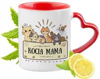 Kot Kotki Kubek Czerwony Z Uszkiem W Kształcie Serca Na Prezent