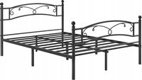 Łóżko podwójne metalowe czarne + stelaż 140x190 cm