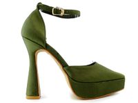 Zielone półbuty na platformie i słupku 36