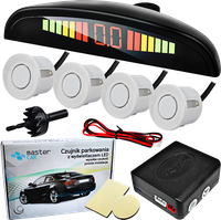 Czujniki Parkowania Cofania 4 Sensory Wyświetlacz Centralka Zestaw Białe