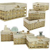 ZESTAW KOSZYKÓW OZDOBNYCH 3 SZT ORGANIZERY KOSZYKI Z MATERIAŁOWYM WKŁADEM