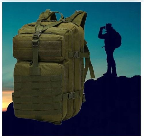 DUŻY PLECAK WOJSKOWY POJEMNY TURYSTYCZNY TAKTYCZNY MILITARNY 45L + FLAGA na Arena.pl