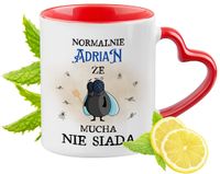 Dla Adriana Kubek Czerwony Z Uszkiem W Kształcie Serca Na Prezent