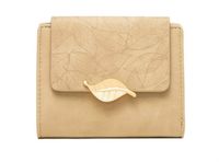 Portfel damski skóra PU średni beżowy złote ozdoby