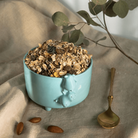 Miętowa miseczka śniadaniowa ceramiczna z misiami - Rękodzieło - Lamabo